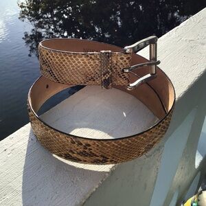 Norma Kamala Genuine Python Snakeskin Belt with Brass Buckle Made in USA